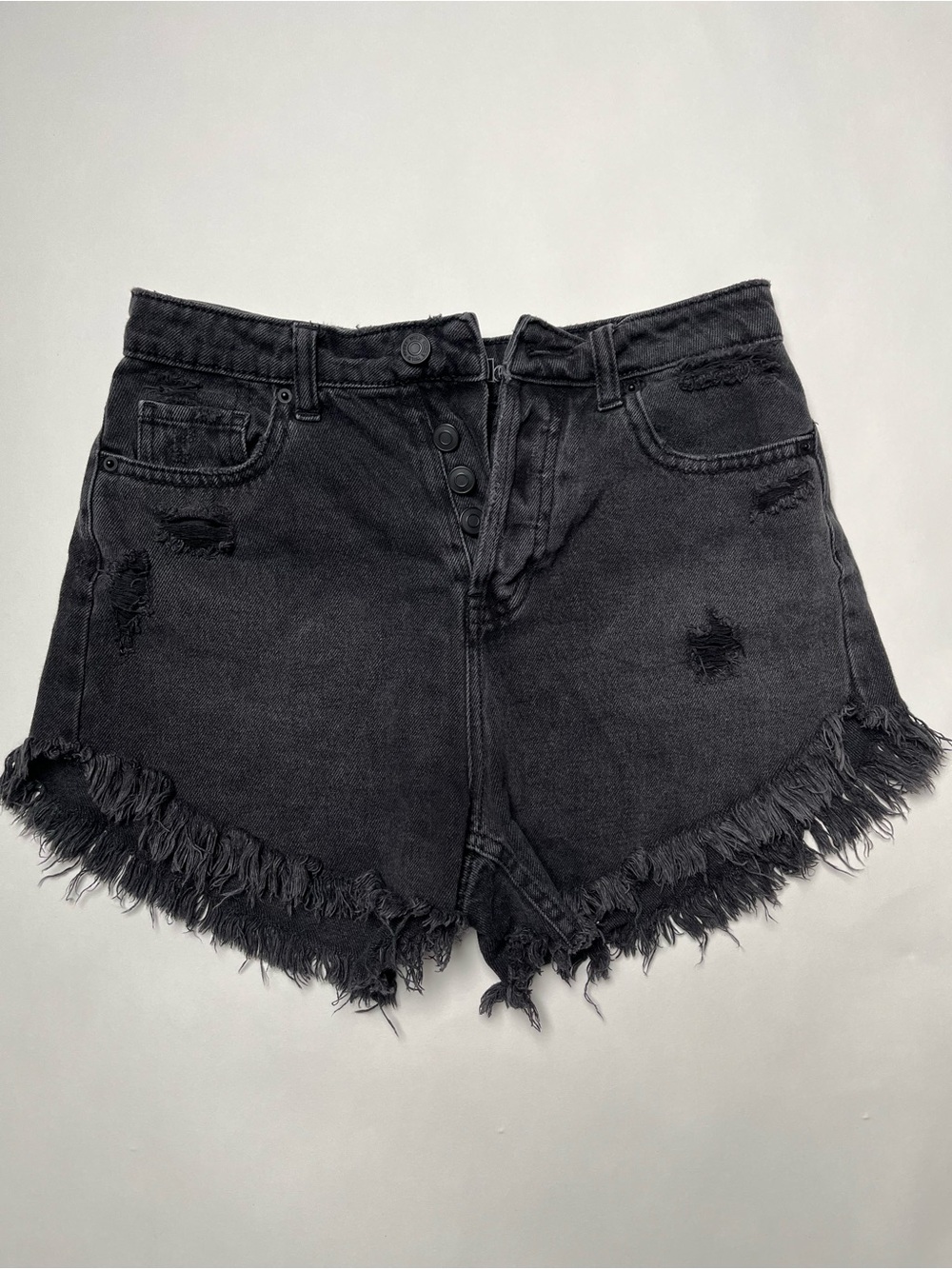 wild fable Black Distressed Frayed Hem Denim Shorts